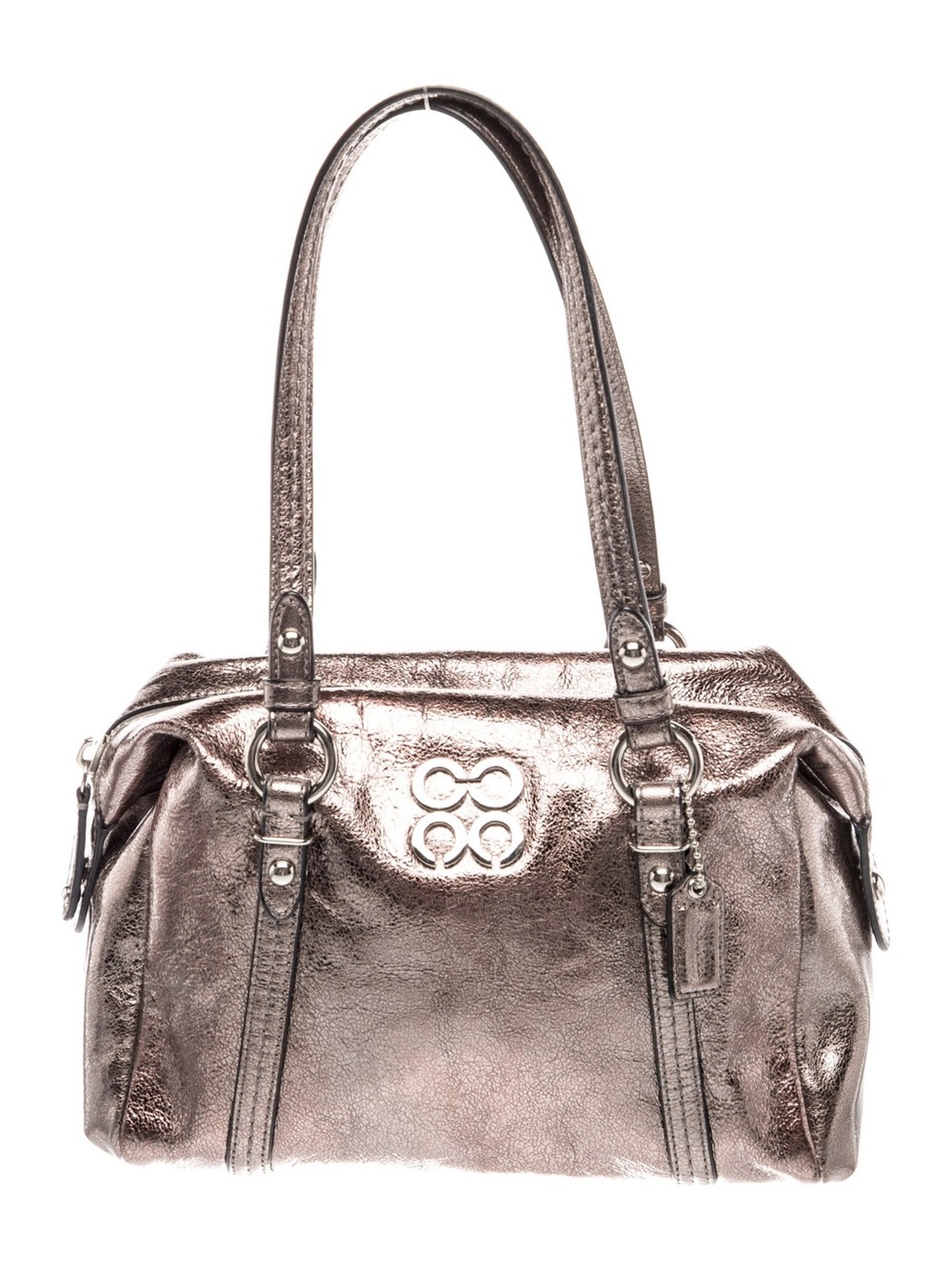 Coach Julia Metallic Leather Op Art Satchel Shoulder Bag